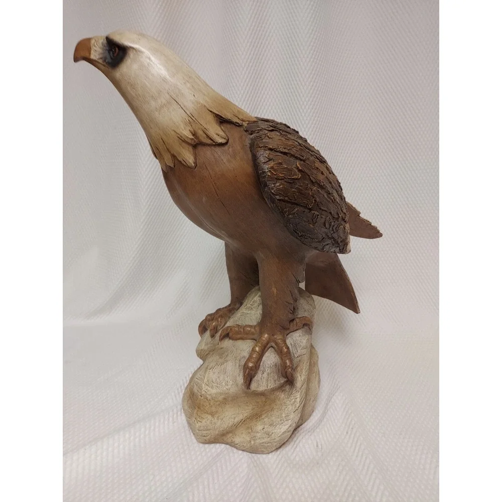 Resin Bald Eagle Statue Wood Appearance 16.5